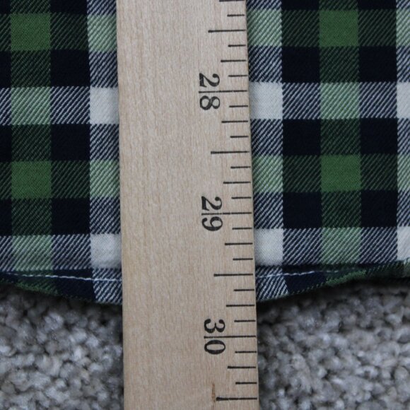 Banana Republic Luxe Flannel Shirt Mens Large Green/Black Camden Fit Cotton L/S - Picture 13 of 14